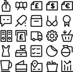 Retail and Shopping Bold Line Icons Pack

