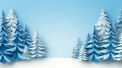 Winter abstract background design creative concept in papercut style. Generative AI