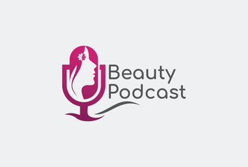 beauty podcast logo icon vector isolated template illustration