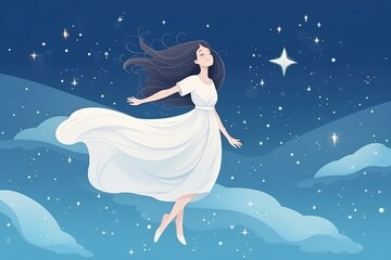 宙に浮く女性,Generative AI AI画像