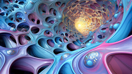 Ice cream world infinity fractal psychedelic graphic resource. Generative AI