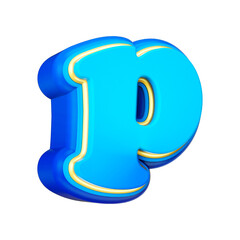 3d render letter font blue