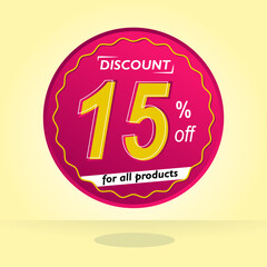 Discount percentage. Floating violet circular balloon for promotions and offers.