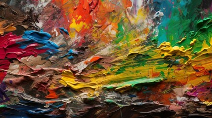 Ein faszinierendes abstraktes Gemälde, das aus lebendigen Farben und dynamischen Formen besteht