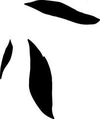 Abstract leaves ink wash line art foliage.