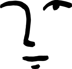 Line art abstract face. Ink wash abstract face.