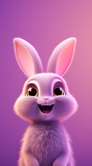 cartoon style illustration of a rabbit - fluffy bunny - Created with Generative AI technology.