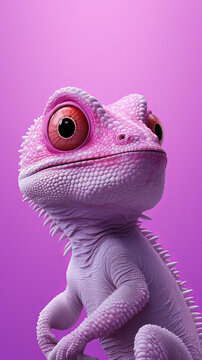 cartoon style illustration of a chameleon - cute chameleon - Created with Generative AI technology.