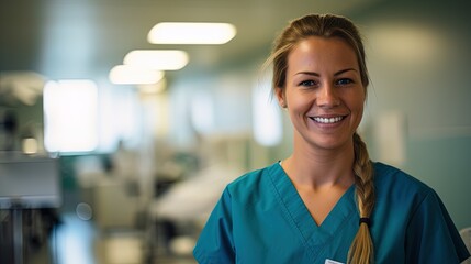 Fototapeta premium A Nurse in the Hospital while doing her Job.