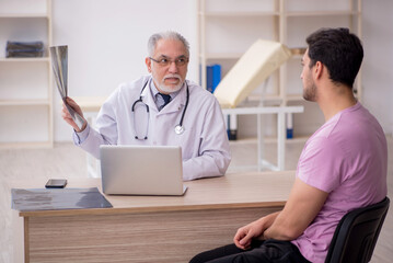 Young male patient visiting old male doctor radiologist