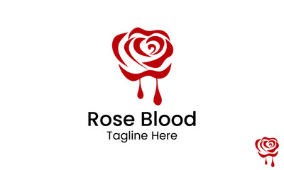 Rose Blood Logo Design Template.
