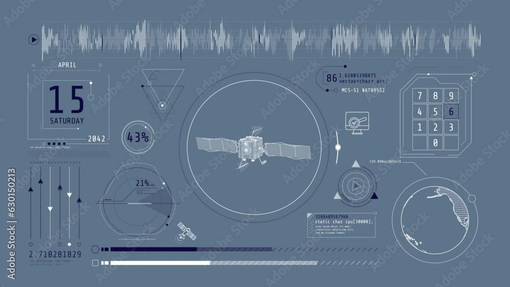 Canvas Prints animation of infographics about receiving satellite data on alpha channel.