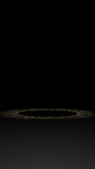 黒い背景にゴールドの輝き。商品用の円形スペース。光線なし。（縦長）