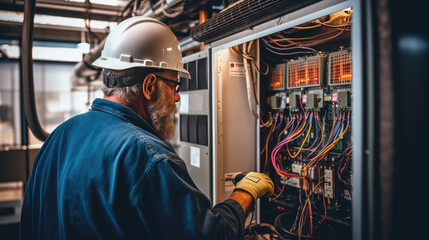 Close-up of skilled technicians in action as they expertly repair the air conditioner at home