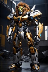 lion robot warrior futuristic