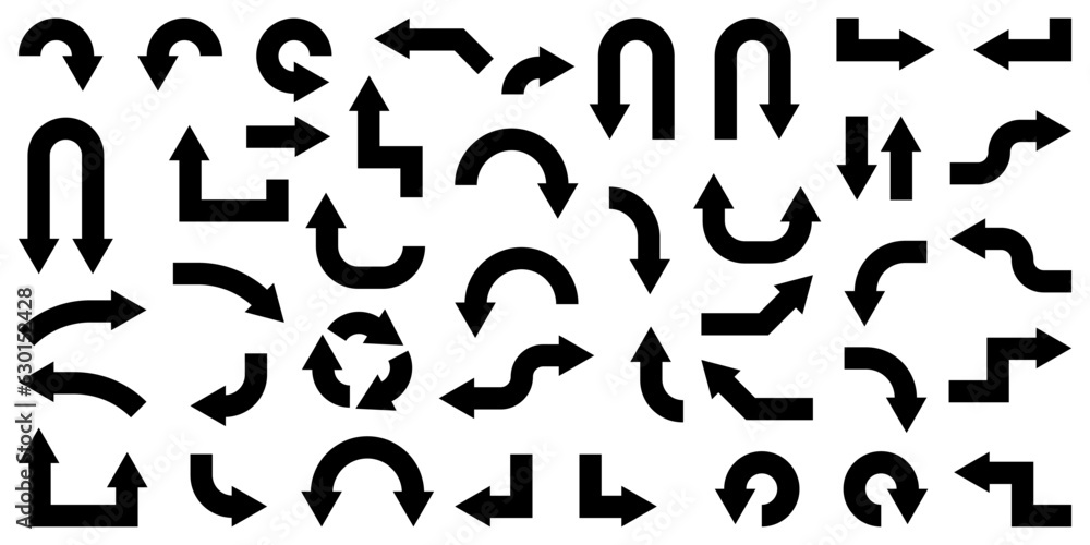 Poster black arrows set on white background. pointers collection. arrow cursor icon. vector illustration. e
