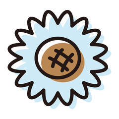 カラフルでレトロな花のイラスト