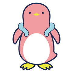 クールネックリングを使用するペンギンのイラスト