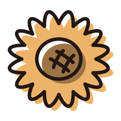 カラフルでレトロな花のイラスト