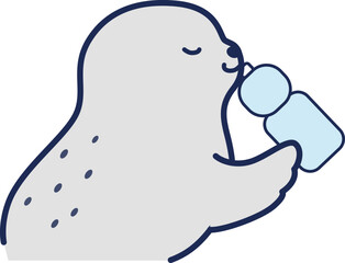 水分補給をするアザラシのイラスト