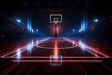Basketball Court Hologram Lights Futuristic Technology