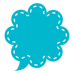 吹き出しのイラスト9【破線とシルエット（青）】