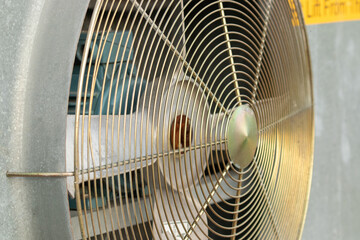 Side angle view Fan ventilation system close up on the fan