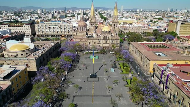 Drone Tour: Exploring Plaza Tapatia Towards Guadalajara Cathedral