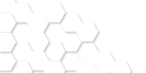 	
Abstract background with hexagons. 3d Hexagonal structure futuristic white background and Embossed Hexagon , honeycomb white Background ,light and shadow ,Vector.