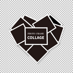 heart shape element by empty photo frame compositions. Realistic vector mockups. Retro photo frames with shadow isolated on transparent background.