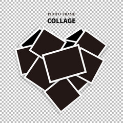 heart shape element by empty photo frame collage. Realistic vector mockups. Retro photo frames with shadow isolated on transparent background.