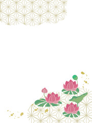 和柄のハスの花と葉の葬式用背景