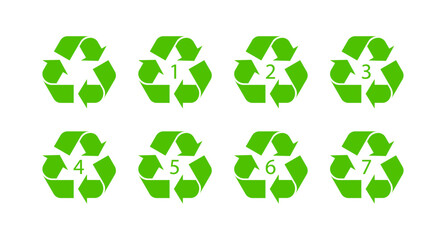 Plastics recycling symbol set