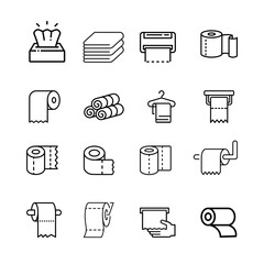 Napkin and toilet paper linear icon
