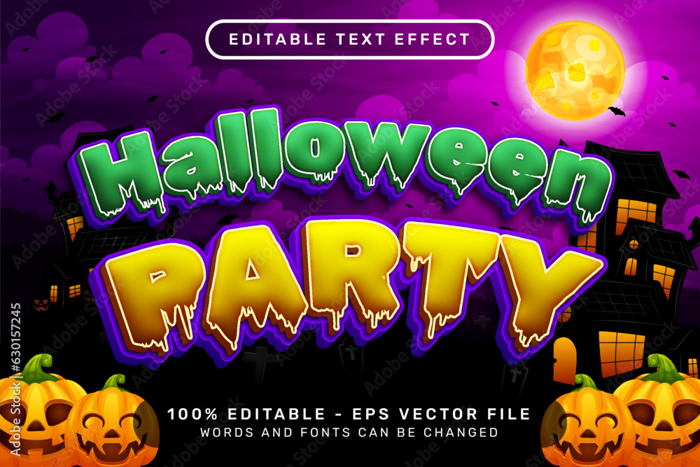 Poster halloween party text effect and editable text effect with halloween background
