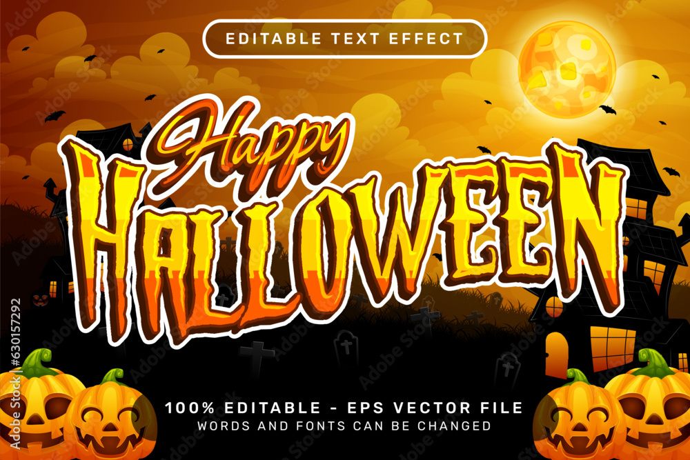 Poster happy halloween text effect and editable text effect with halloween background