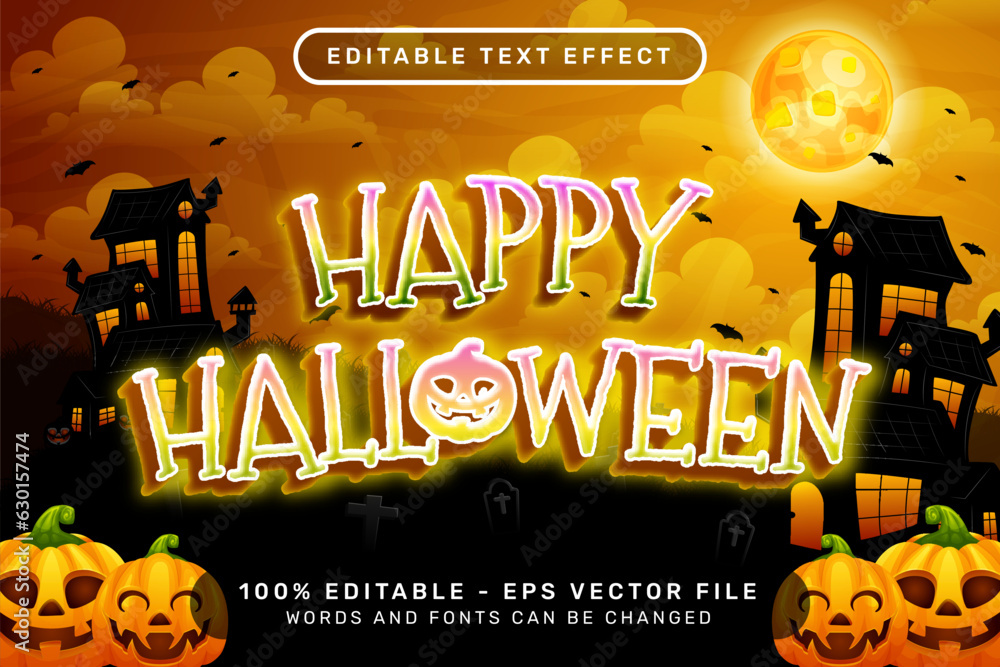 Poster happy halloween text effect and editable text effect with halloween background