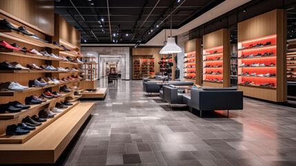 Modern and trendy shoe shop interior