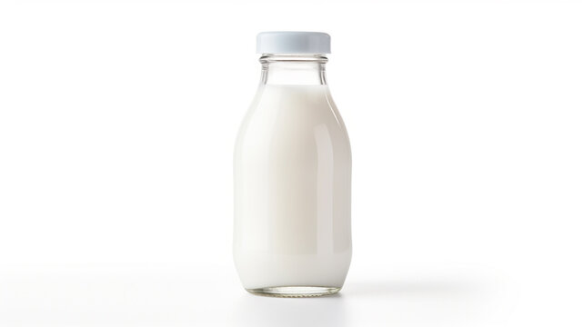 A bottle of milk on white background.