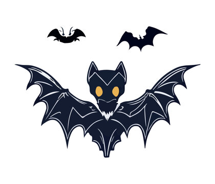 Flying Bat Vector art  , Isolated on white background customize shape use own design.