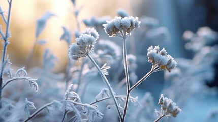 The captivating beauty of ice flowers blooming outside during the winter season. Beautiful ice flowers