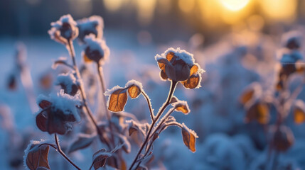The captivating beauty of ice flowers blooming outside during the winter season. Beautiful ice flowers