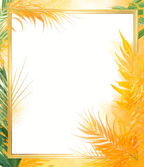 Fototapeta na wymiar Hand drawn branches and leaves of tropical plants background, Generative AI
