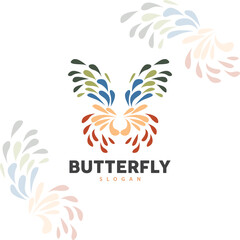 Fototapeta na wymiar Butterfly Logo Design, Beautiful Flying Animal, Company Brand Icon Illustration, Screen Printing, Salon