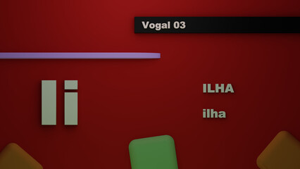 3d representation of the lowercase and uppercase vowel I of Ilha