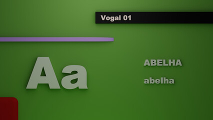 3D representation of the lowercase and uppercase A vowel of Abelha