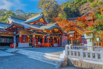 Obraz premium Saga, Japan - Nov 28 2022: Yutoku Inari shrine in Kashima City, Saga Prefecture. It's one of Japan's top three shrines dedicated to Inari alongside Fushimi Inari in Kyoto and Toyokawa Inari in Aichi