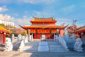 Nagasaki, Japan - Nov 28 2022: Confucius Shrine (Koshi-byo) built in 1893 by Nagasaki's Chinese community dedicated to the revered Chinese philosopher Confucius in Japan
