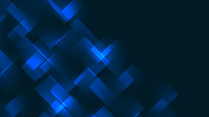 Fototapeta premium Glowing color rectangles collection on dark blue background shining object banners