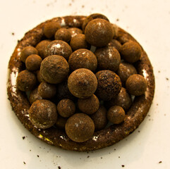 old rusted brown colored iron pieces and dust